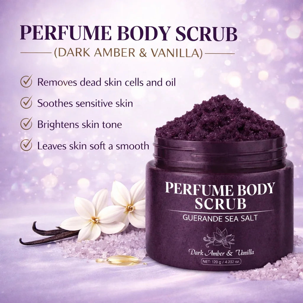 120g Sea Salt Perfume Exfoliating Body Scrub for Smooth Skin Body, Brighten Skin Tone,Amber & Vanilla Scent, Coral Rose Scent Peaceful Pleasures Health and Wellness