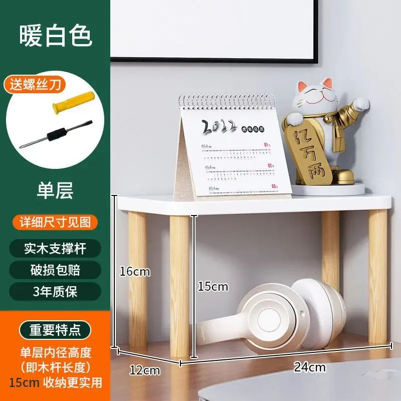 Minimalist Wooden Desktop Bookshelf | Multi-Layer Desk Organizer