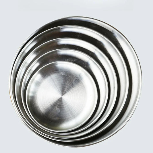 Stainless Steel BBQ Plates | Korean Grill Picnic Camping Dish BBQ Serving Plate Oasis Select