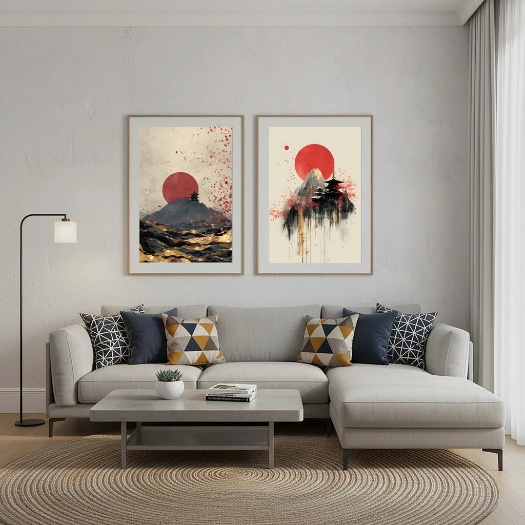 Abstract Wall Art Japanese Landscape Canvas Painting Modern Style Poster Prints Living Room Wall Decor Peaceful Pleasures Health and Wellness