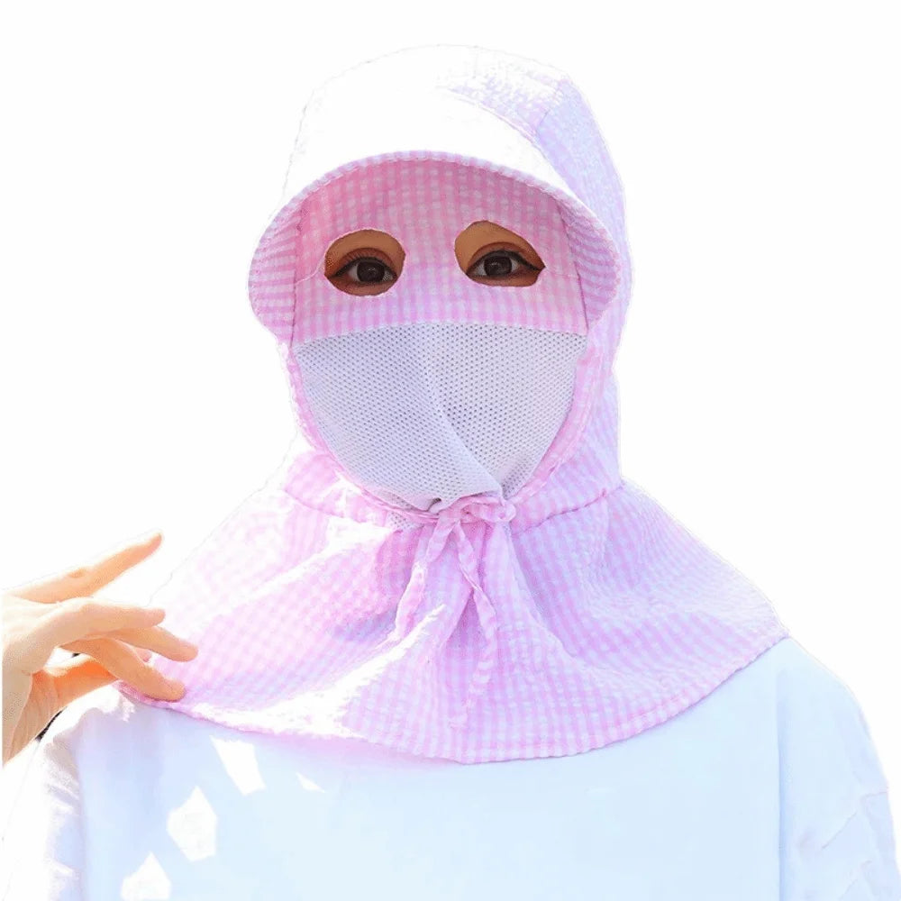 Wide Brim UV Sun Hat – Breathable Mesh Face & Neck Cover
