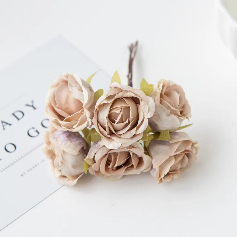 Silk Tea Rose Artificial Flower Bouquet for Wedding & Home Decor