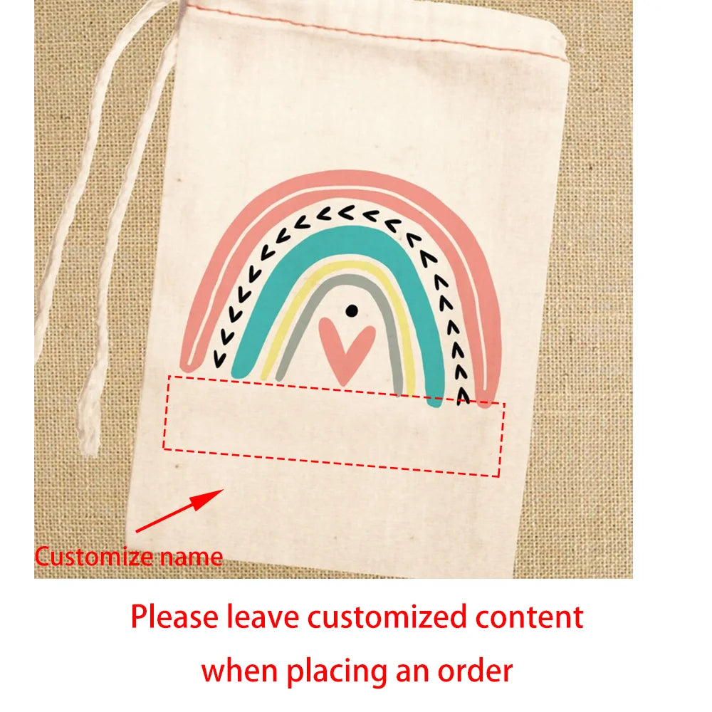 Personalized Boho Rainbow Party Favor Bags | Kids Gift Bags Party Favor Bags Peaceful Pleasures Health and Wellness custom bag 5pcs 13X18cm