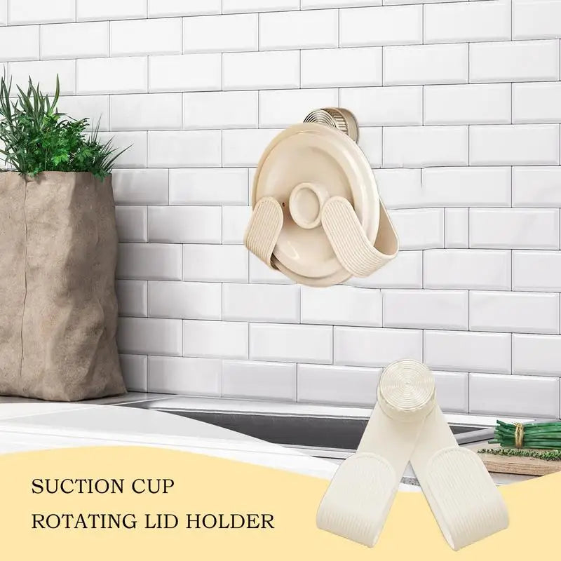Suction Cup Pot Lid Rack Wall Mounted Rotating Pot Lid Bracket Adjustable Household Organizer For Kitchen Supplies Space Saving Peaceful Pleasures Health and Wellness