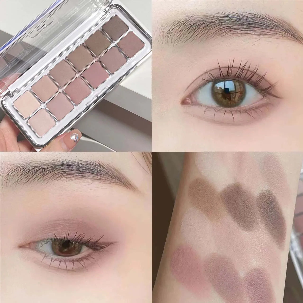 12-Color Glitter Matte Eyeshadow Palette – Rose Wine Brown Pink