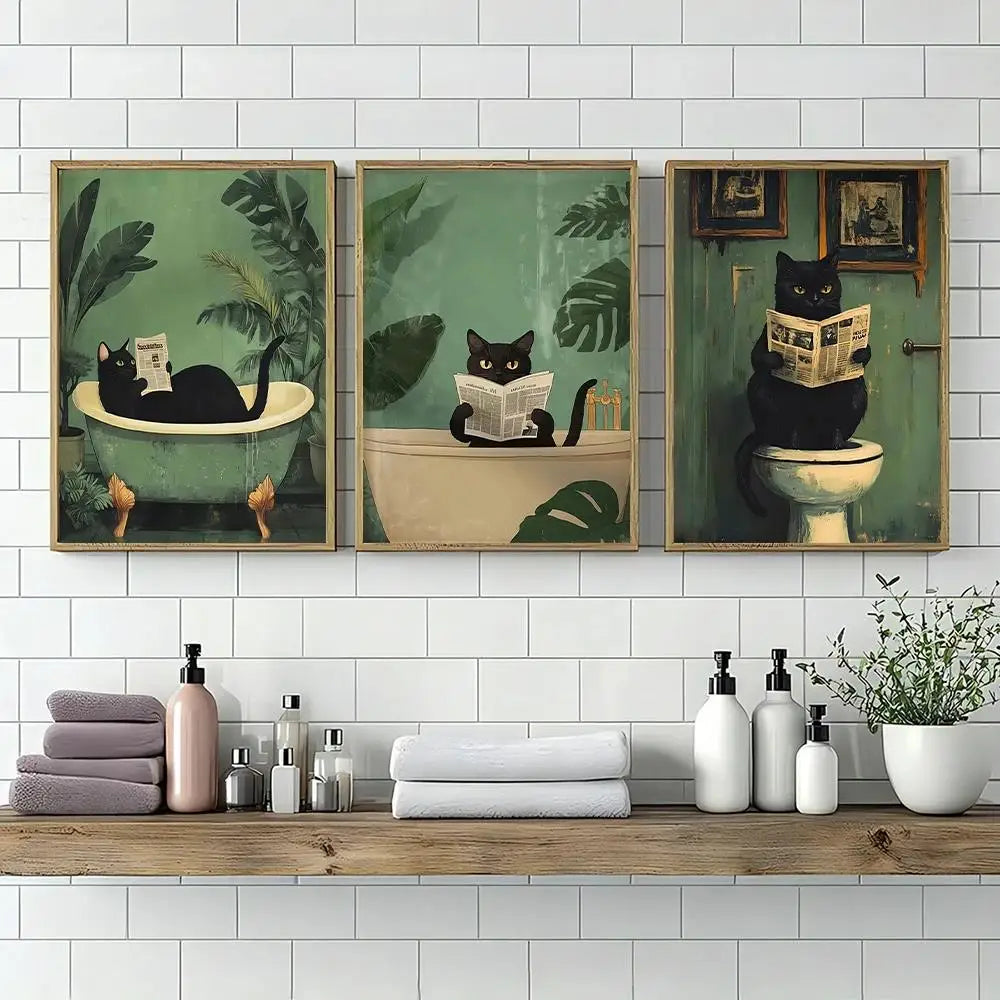 Funny Animal Toilet Canvas Wall Art | Bathroom Décor Poster