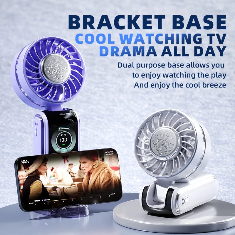 HOMEFISH 2026 new ice pack high-speed fan, semiconductor refrigeration handheld fan, portable charging folding small fan Peaceful Pleasures Health and Wellness