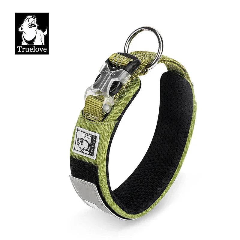 Truelove Pet Collar Reflective Multifunctional Personalized Dog Collar DuPont Soft Breathable Adjustable for Large Dogs TLC5611 Peaceful Pleasures Health and Wellness Olive Green S-neck-35-45cm China Mainland