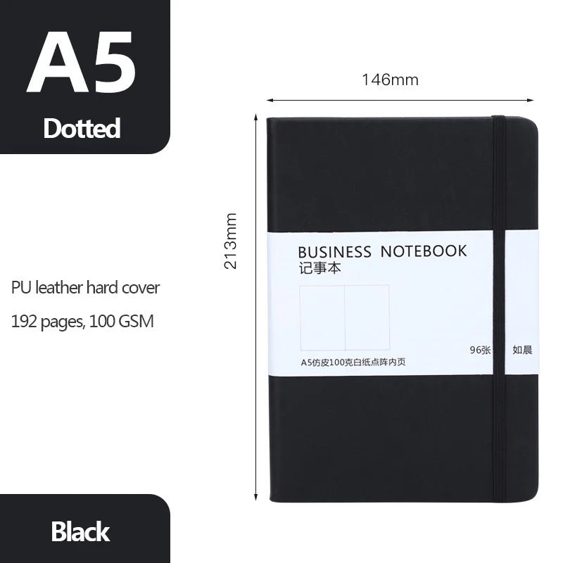 A5 Notebook 192 Pages Classic Journal Dotted Paper Hard Cover