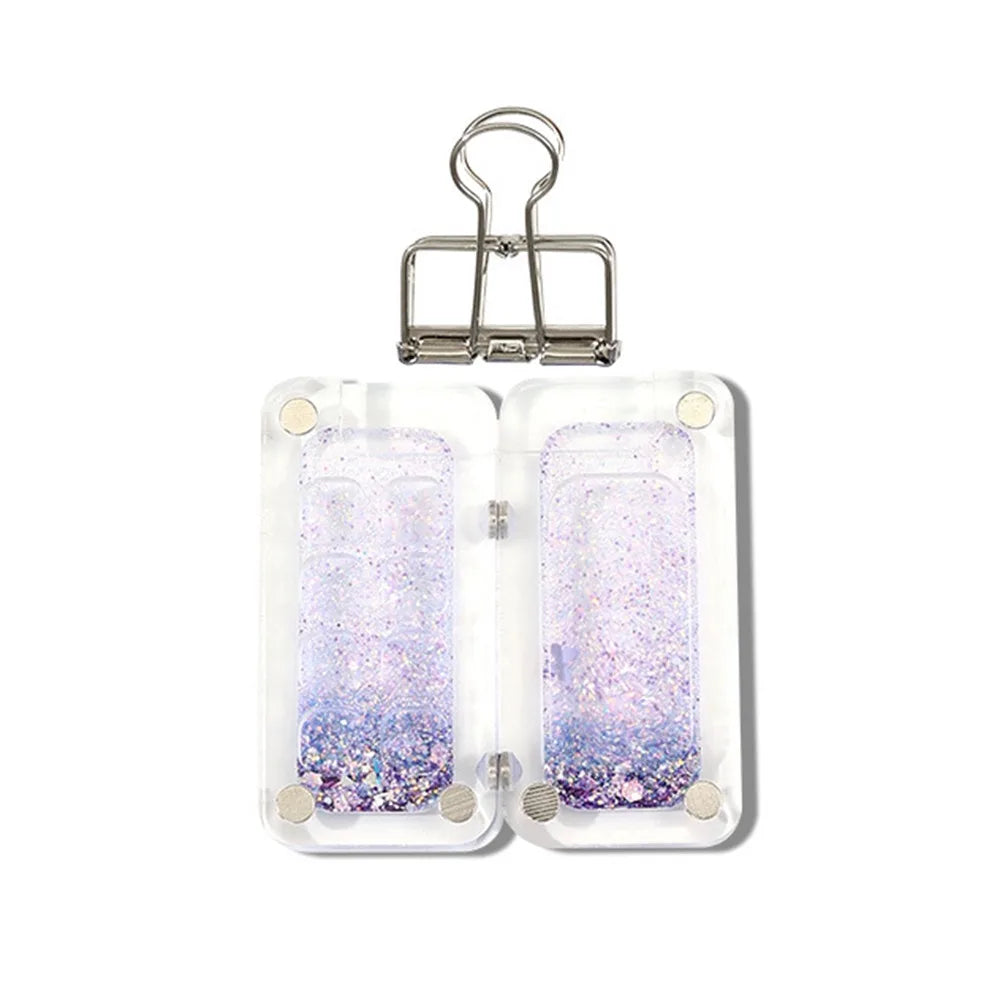 Acrylic Watercolor Paint Palette Magnetic Quicksand Travel Painting Tray Foldable Waterproof Paint Pigment Box Outdoor Peaceful Pleasures Health and Wellness -Purple-8 Grid