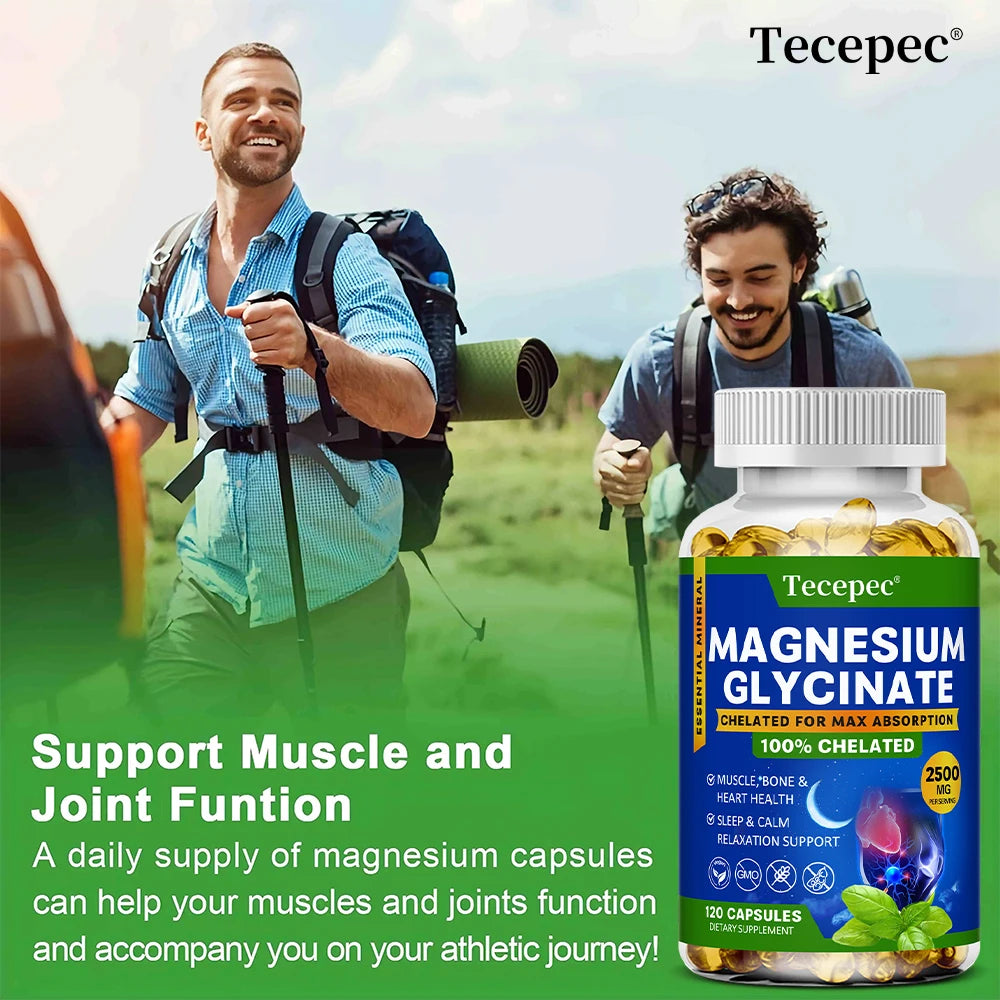 Magnesium Glycinate Supplement, Highly Absorbed, Supports Muscle Relaxation and Recovery, Maximum Bioavailability, 120 Capsules Peaceful Pleasures Health and Wellness