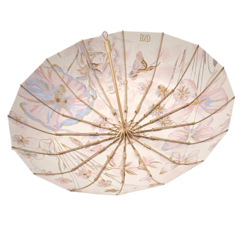1pc Fresh Style Dual-use Sun Umbrella Anti-UV Sunscreen Rainproof Portable Sunshade Parasol Peaceful Pleasures Health and Wellness