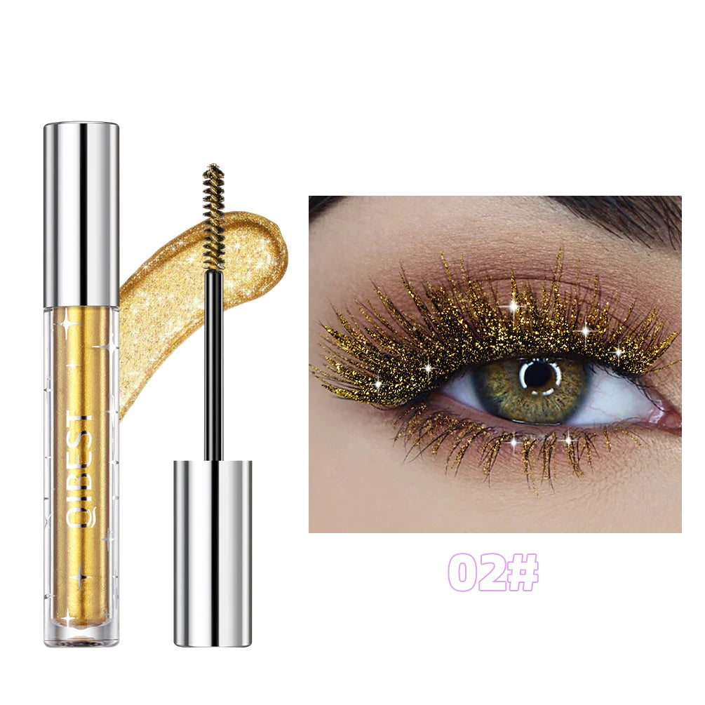 QIBEST Diamond Glitter Mascara Long Lasting Quick Dry Curling Extension Eyelashes Mascara Beauty Shiny Cosmetic For Women Makeup Peaceful Pleasures Health and Wellness 02