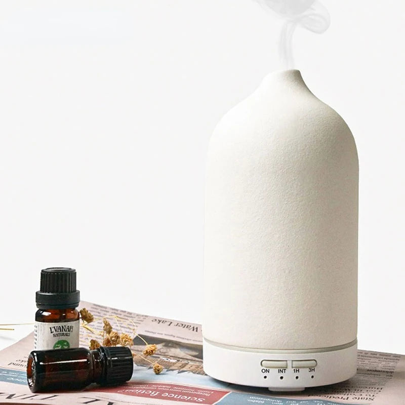 Ceramic Fragrance Diffuser Automatic Small Humidifier Hotel Air Fresher Essential Oil Diffuser Timing Colorful Lights Peaceful Pleasures Health and Wellness