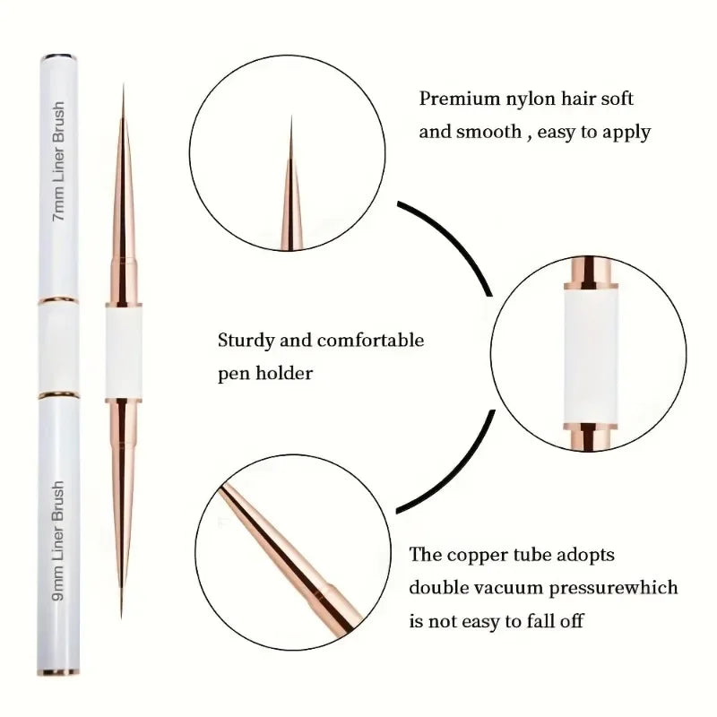 5Pcs Dual End Nail Art Pen Brushes Double-Ended Nail Art Brushes For Long Lines, Professional nail tools Peaceful Pleasures Health and Wellness