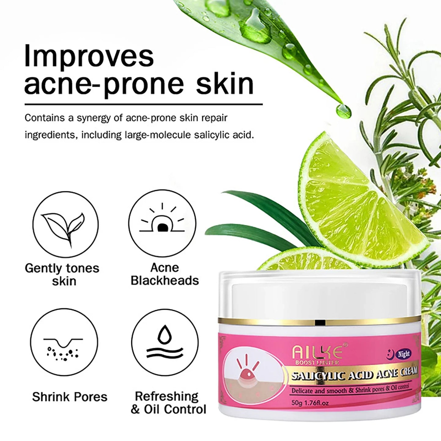 AILKE Natural Skin Glowing Set – Acne, Dark Spots & Brightening Peaceful Pleasures Health and Wellness Face Cream 50g GERMANY
