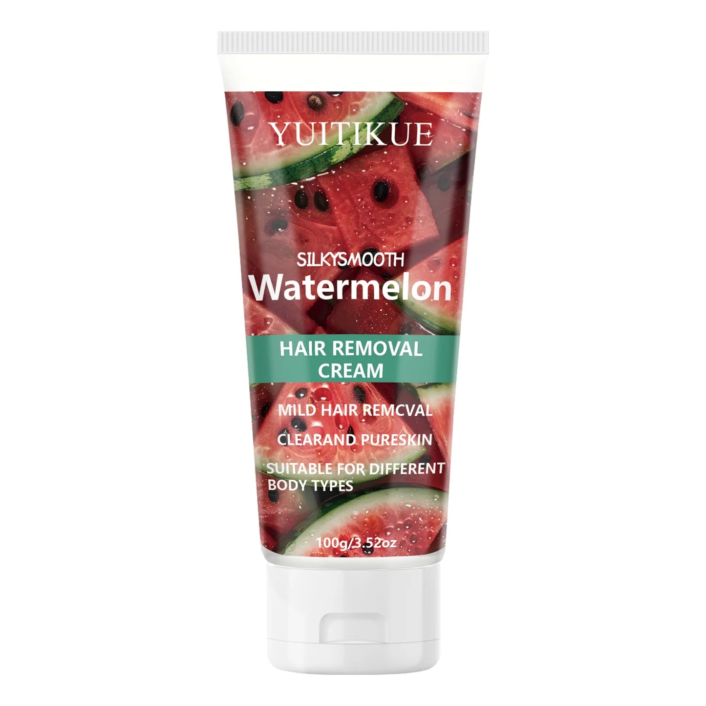 Yuitikue 100g Watermelon Hair Removal Cream, Silky Smooth Mild Hair Remover for Clear Pure Skin, Suitable for All Body Types Peaceful Pleasures Health and Wellness 1pc 60g
