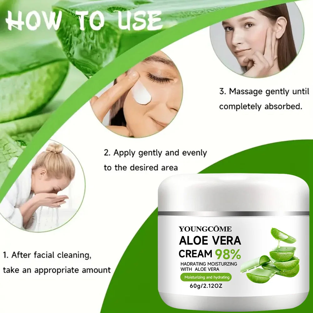 YOUNGCOME 98% Aloe Vera Face Cream – Anti-Aging Moisturiser Aloe Vera Face Cream Peaceful Pleasures Health and Wellness