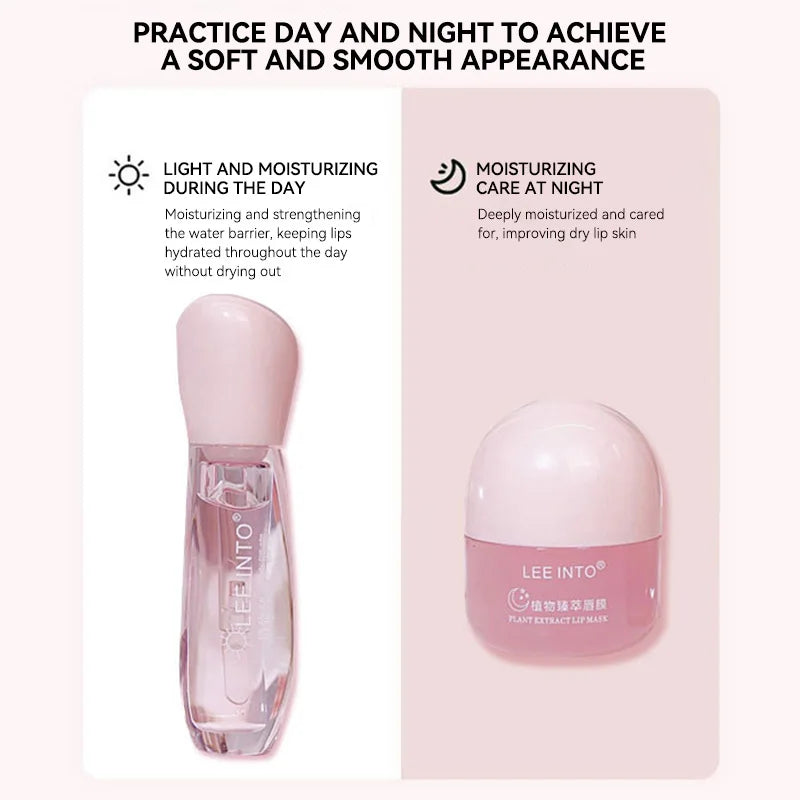 Leeinto Plant Essence Lip Care Set – Gloss, Mask & Primer