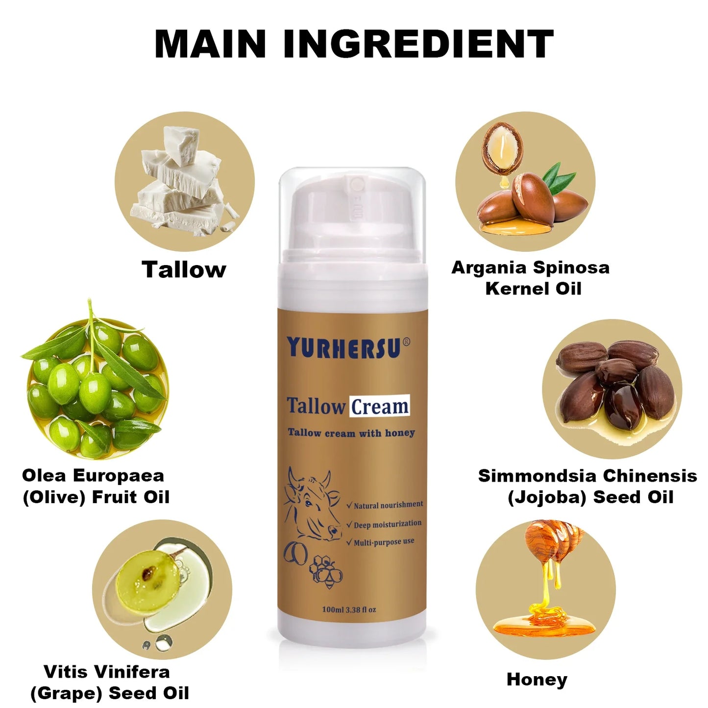 YURHERSU Natural Tallow Essence Face Cream 100ml