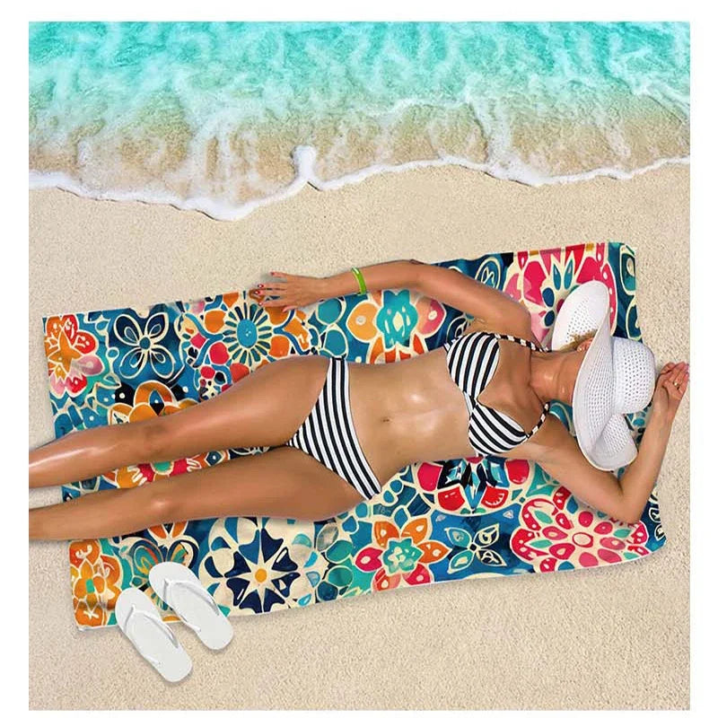 Microfiber Yoga Sports Towel Bohemian-style Outdoor Beach Towel Swimming Quick-drying Beach Towel Peaceful Pleasures Health and Wellness