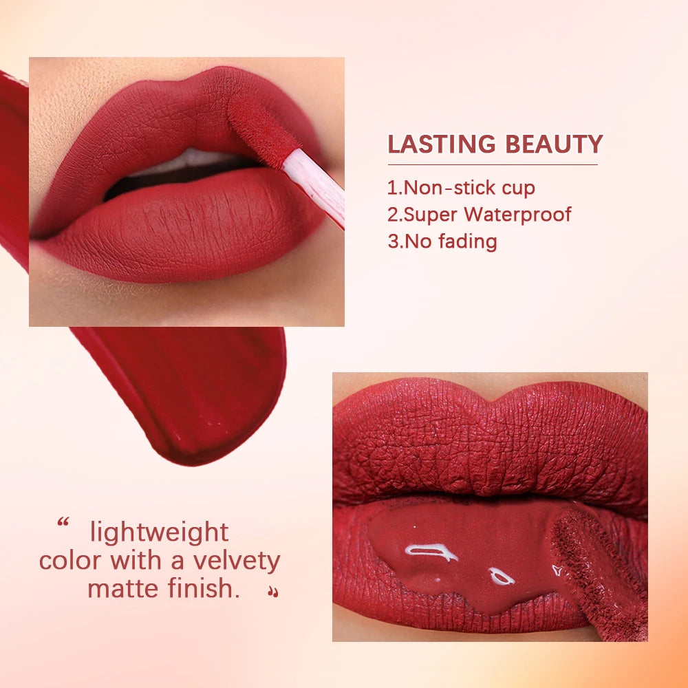 ibcccndc 12-Color Matte Velvet Liquid Lipstick – 12Hr Wear Liquid Lipstick Peaceful Pleasures Health and Wellness
