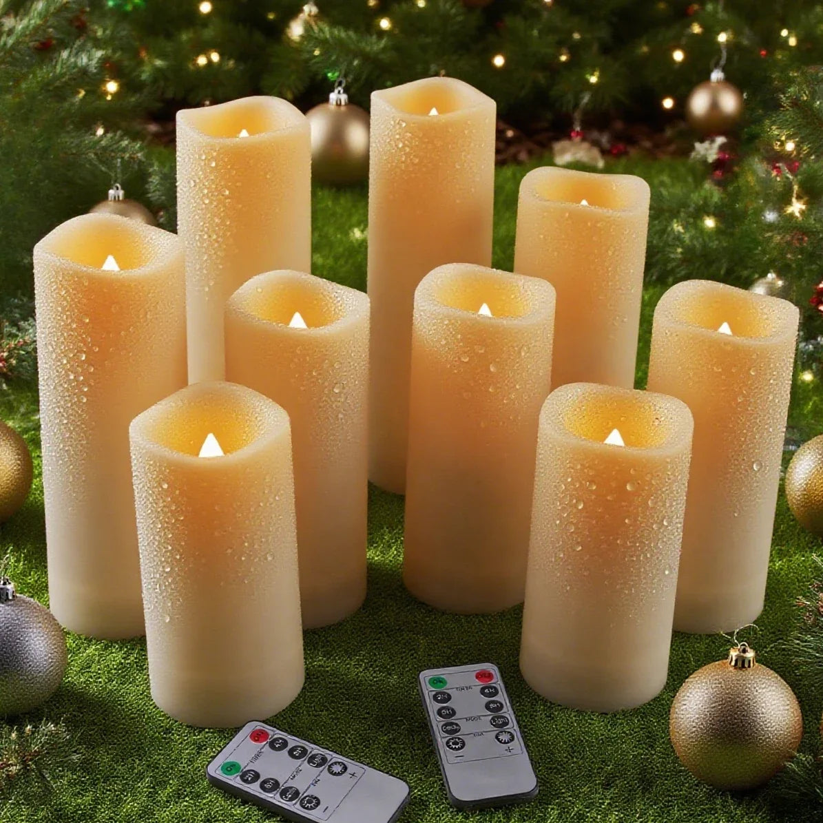 Waterproof Flameless LED Candles with 10-Key Remote Flickering Outdoor Battery Operated Electric Lighting for Halloween Wedding Peaceful Pleasures Health and Wellness