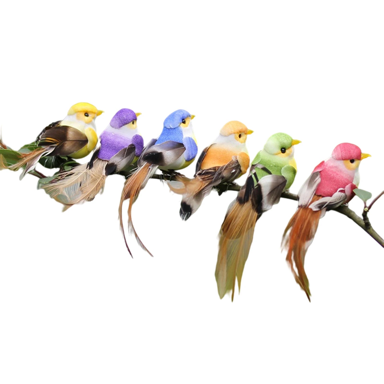12pcs Mini Artificial Birds Multicolor Craft Ornaments For Home Garden Decoration Peaceful Pleasures Health and Wellness Light Grey