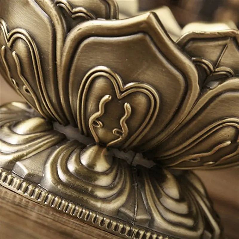 A36T-2X Lotus Incense Smoke Cone Aroma Burner Holder Stove Backflow Censer Decor-Bronze Peaceful Pleasures Health and Wellness