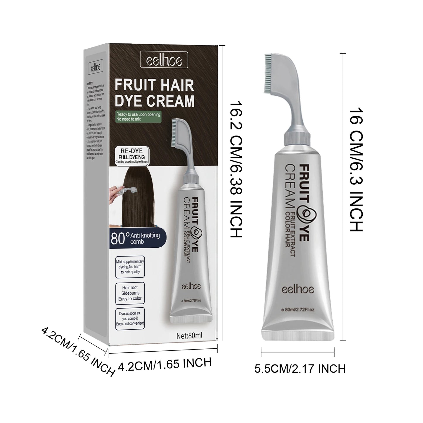 Fruit Hair Dye Cream Quick Coloring Enhance Hair Shine Nourishing Promote Hair Growth Moisturizing Black Hair Hairdressing Cream Peaceful Pleasures Health and Wellness Dark Brown