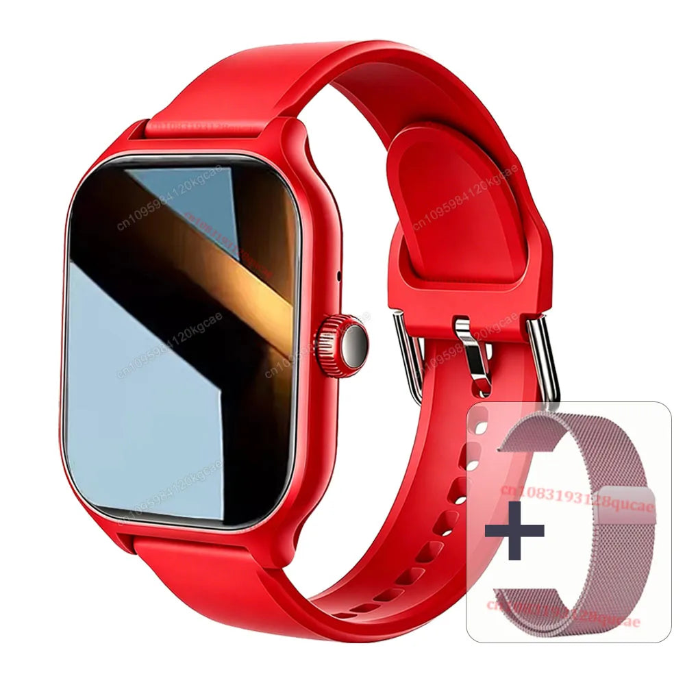 New Men's Smart Watch Women's Gift 2.01inch HD Full Touch Screen Sports Fitness Watch Electronics Bluetooth Talk Smartwatch Hw12 Peaceful Pleasures Health and Wellness Red Pk-Milan