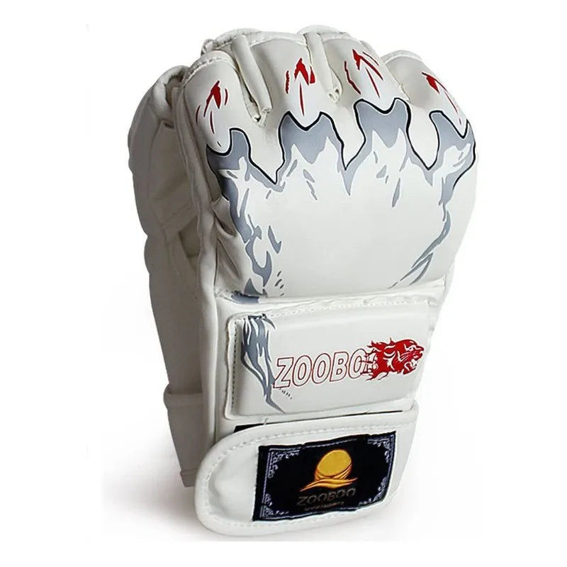 MMA Gloves Half-Finger for Men/Women for UFC Boxing Training Muay Thai Sparring Punching Bag Sanda Professional Fighting Mitts Peaceful Pleasures Health and Wellness White