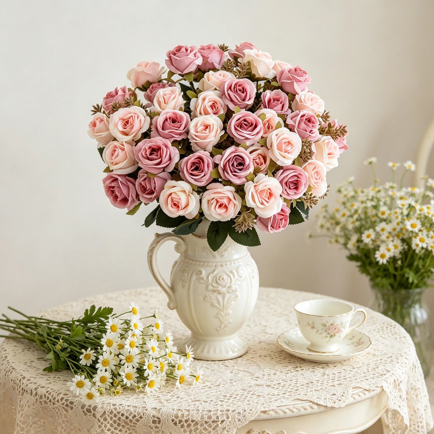 Artificial Silk Rose Carnation Bouquet – Wedding & Home Décor