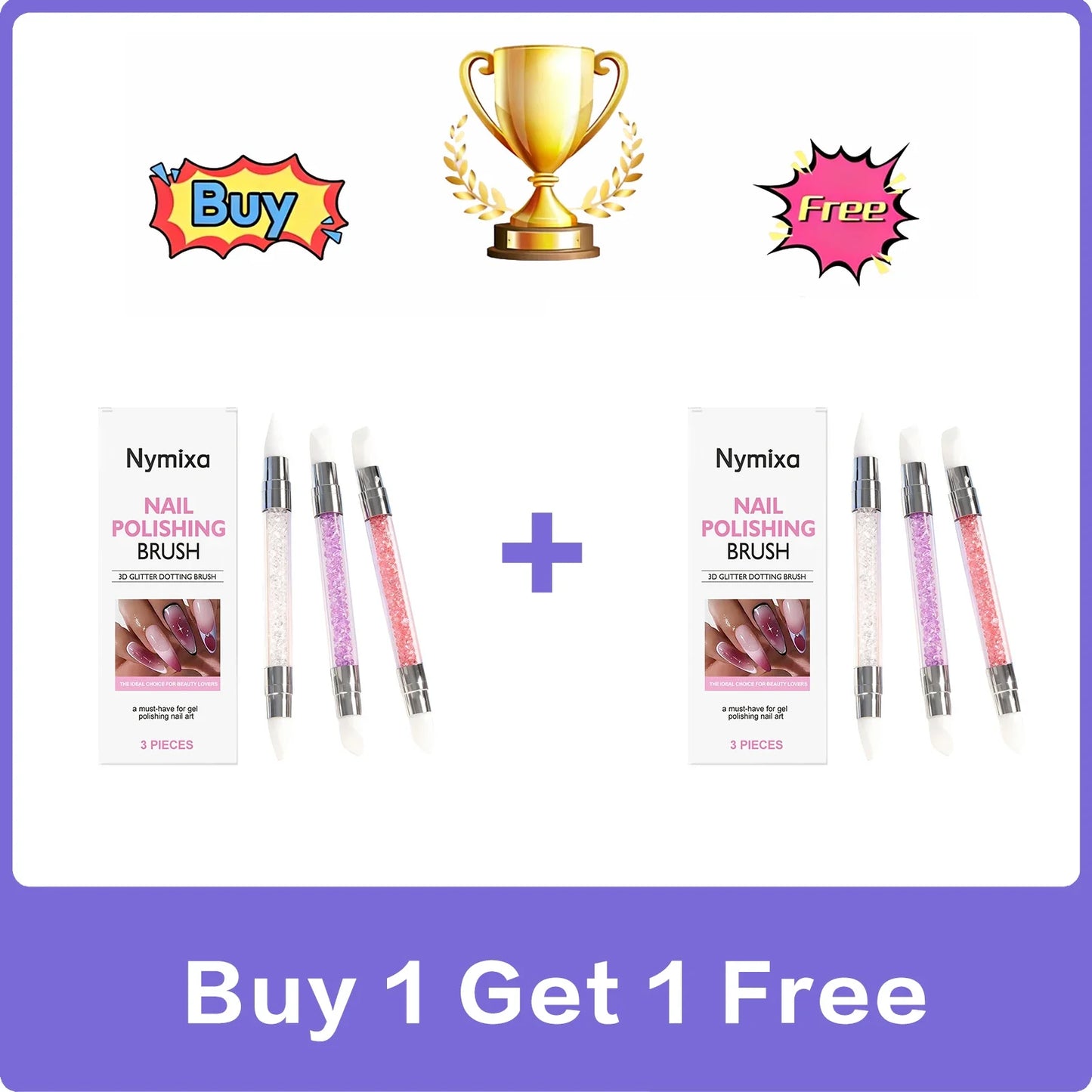 3-Piece Dual Head Silicone Nail Art Pen – Glitter Dot & Line