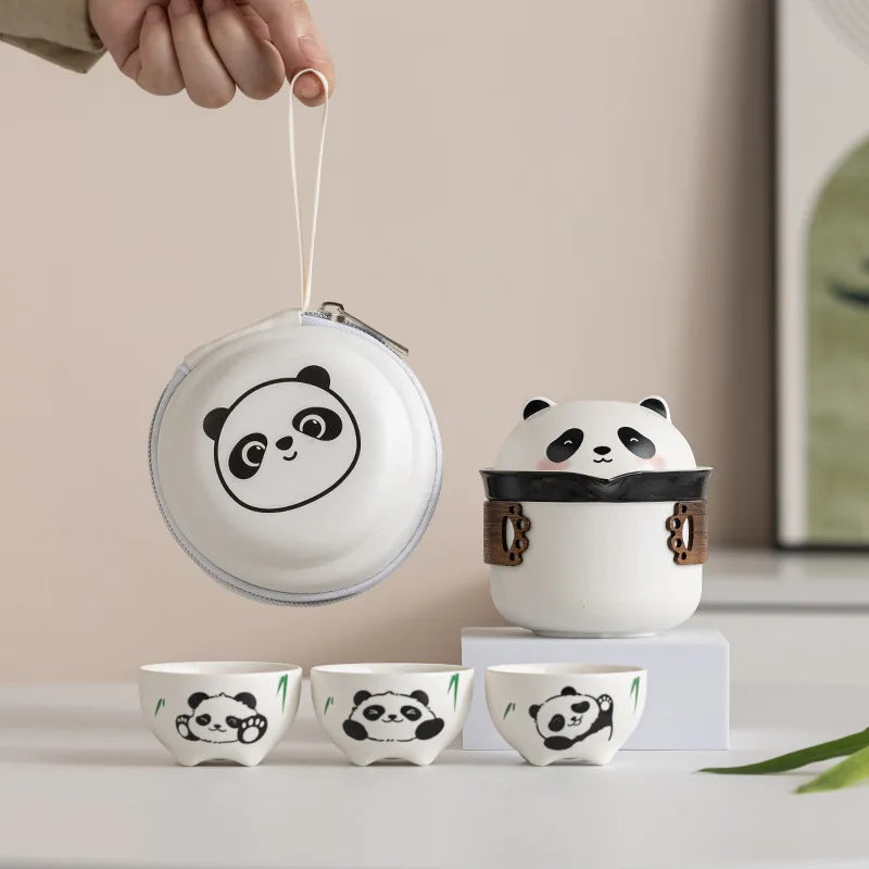 Panda Ceramic Camping Travel Tea Set | New Chinese Style