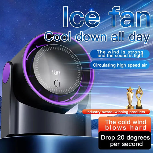 Electric Fan Desktop Silent Wall Mounted Air Conditioner Bladeless Fan USB Charging Portable Office Indoor Camping Peaceful Pleasures Health and Wellness