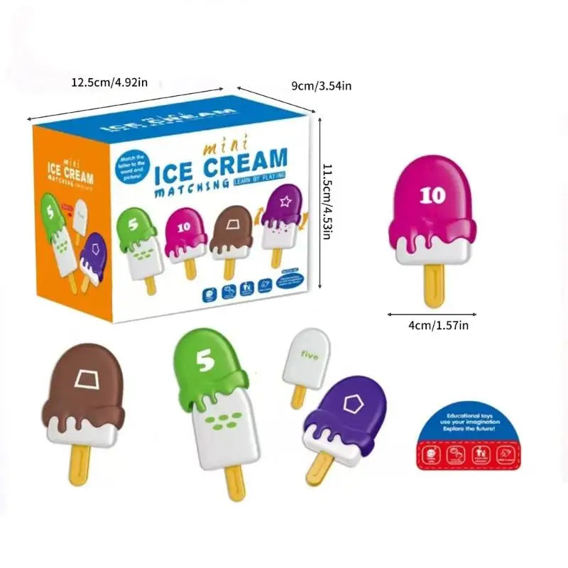 26-Piece Ice Cream Letter & Counting Matching Toy | Ages 3–6