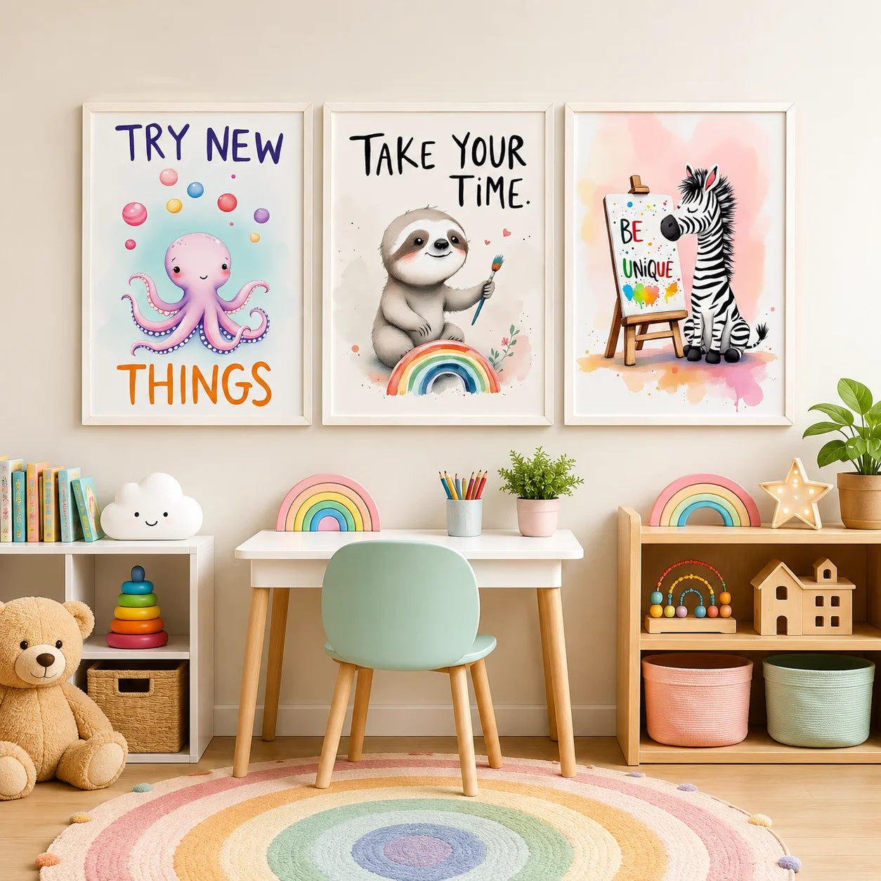 Nordic Animal Nursery Canvas Wall Art – Kids Room Decor Nursery Canvas Print Peaceful Pleasures Health and Wellness