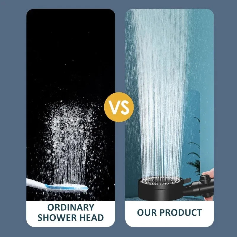 5-Mode High-Pressure Handheld Shower Head with Hose & Stop