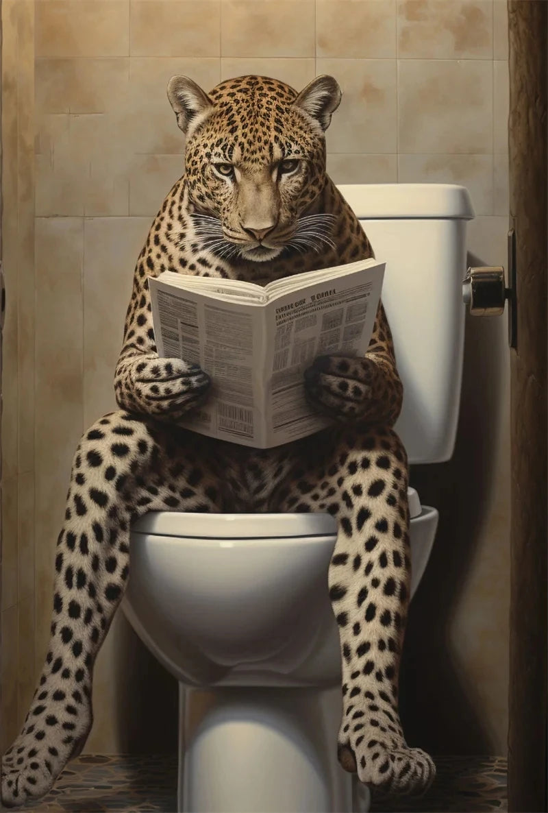 Funny Animal Canvas Poster | Bear Leopard Dog Wall Art Print