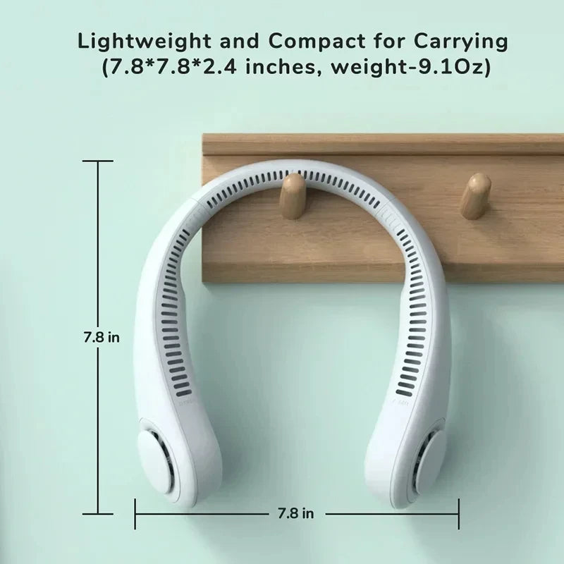 2025 1200mAh New Mini Neck Mounted Fan Portable Bladeless Neck Rechargeable Air Cooler 3 Speed Mini Summer Sports Fan Outd Peaceful Pleasures Health and Wellness