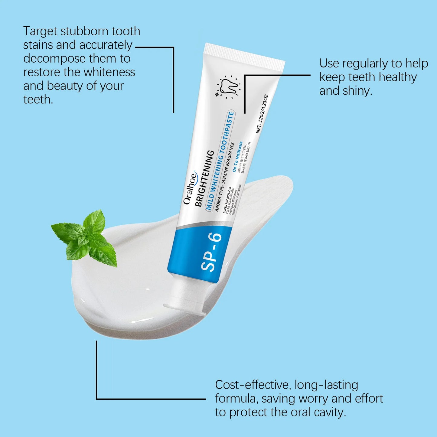 Oralhoe Whitening Toothpaste | Mint, Jasmine & Xylitol 120g