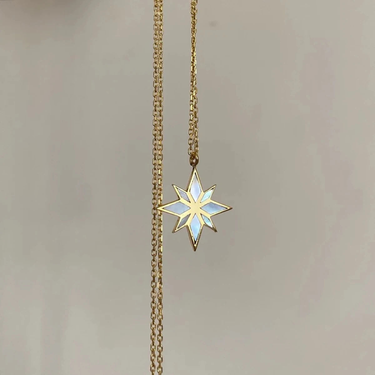 Titanium Steel Necklace Handcrafted Natural Abalone Shell Patch Color Preservation Necklace Electroplated Gold Collarbone Chain Peaceful Pleasures Health and Wellness Gold-color