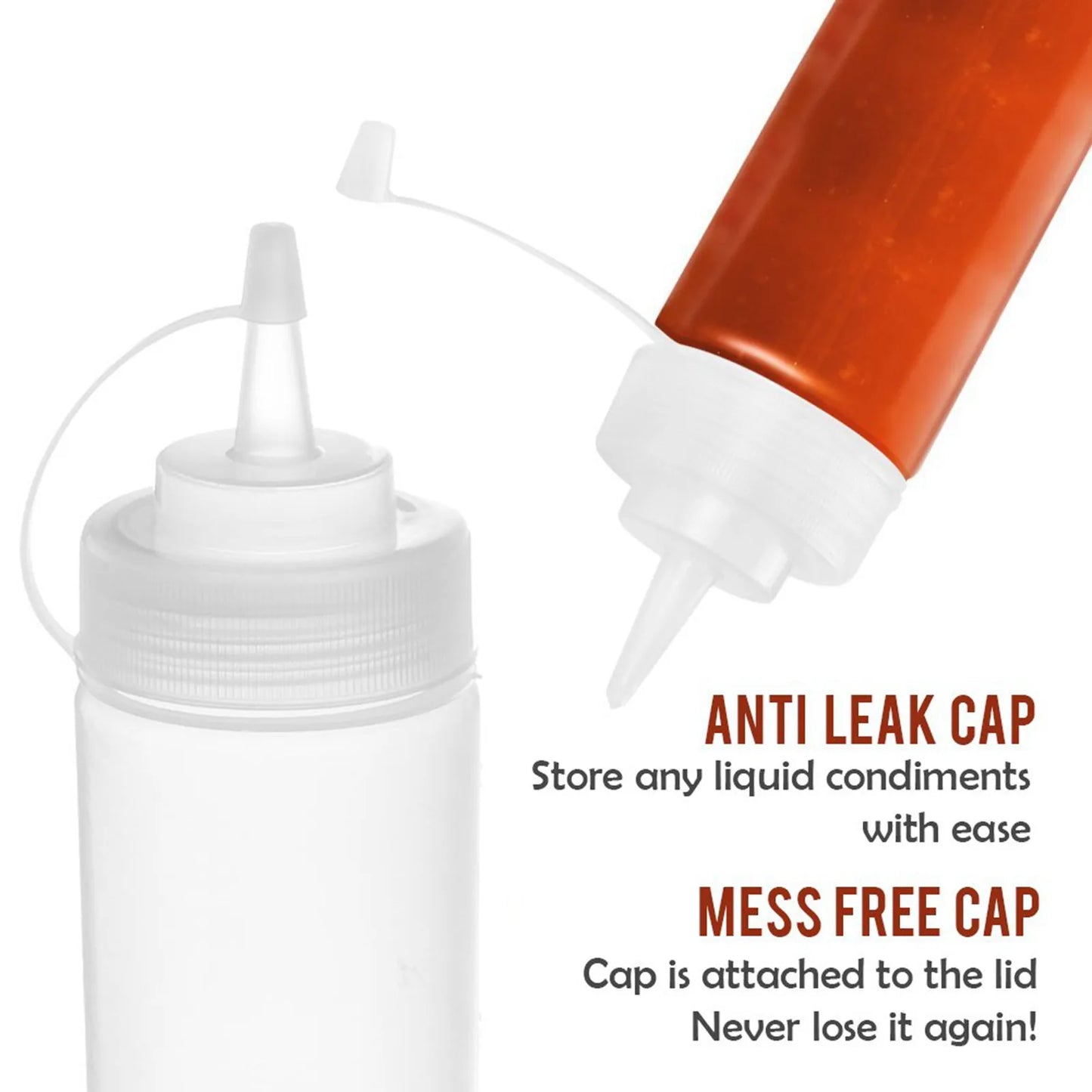 6-Pack Condiment Squeeze Bottles 240ml – Sauce, Oil & Ketchup