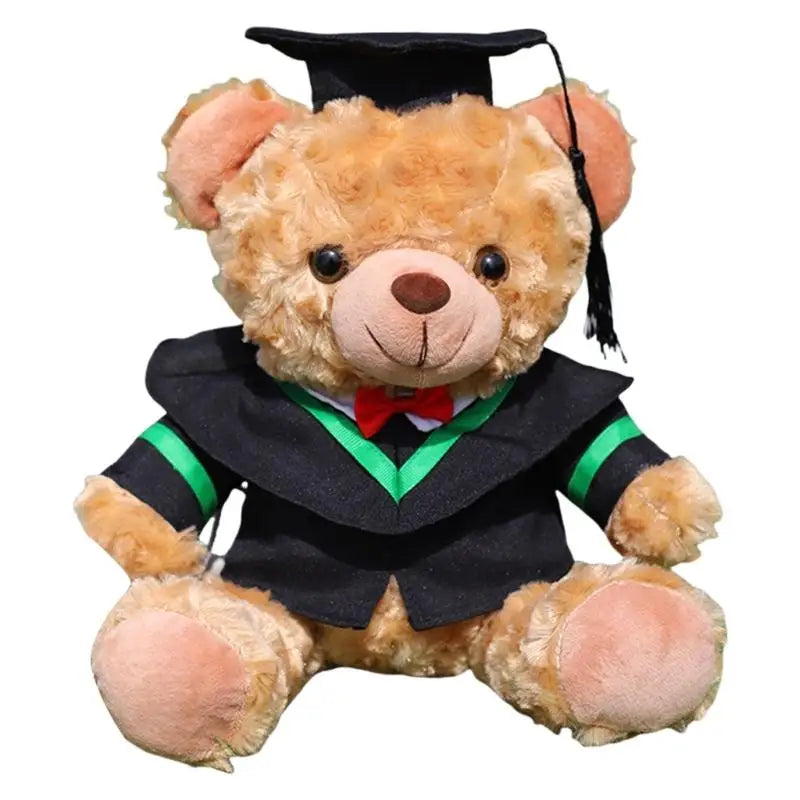 Graduation Plush Bear with Cap & Gown | 10.6" Stuffed Toy Graduation Plush Bear Peaceful Pleasures Health and Wellness Green collar CN