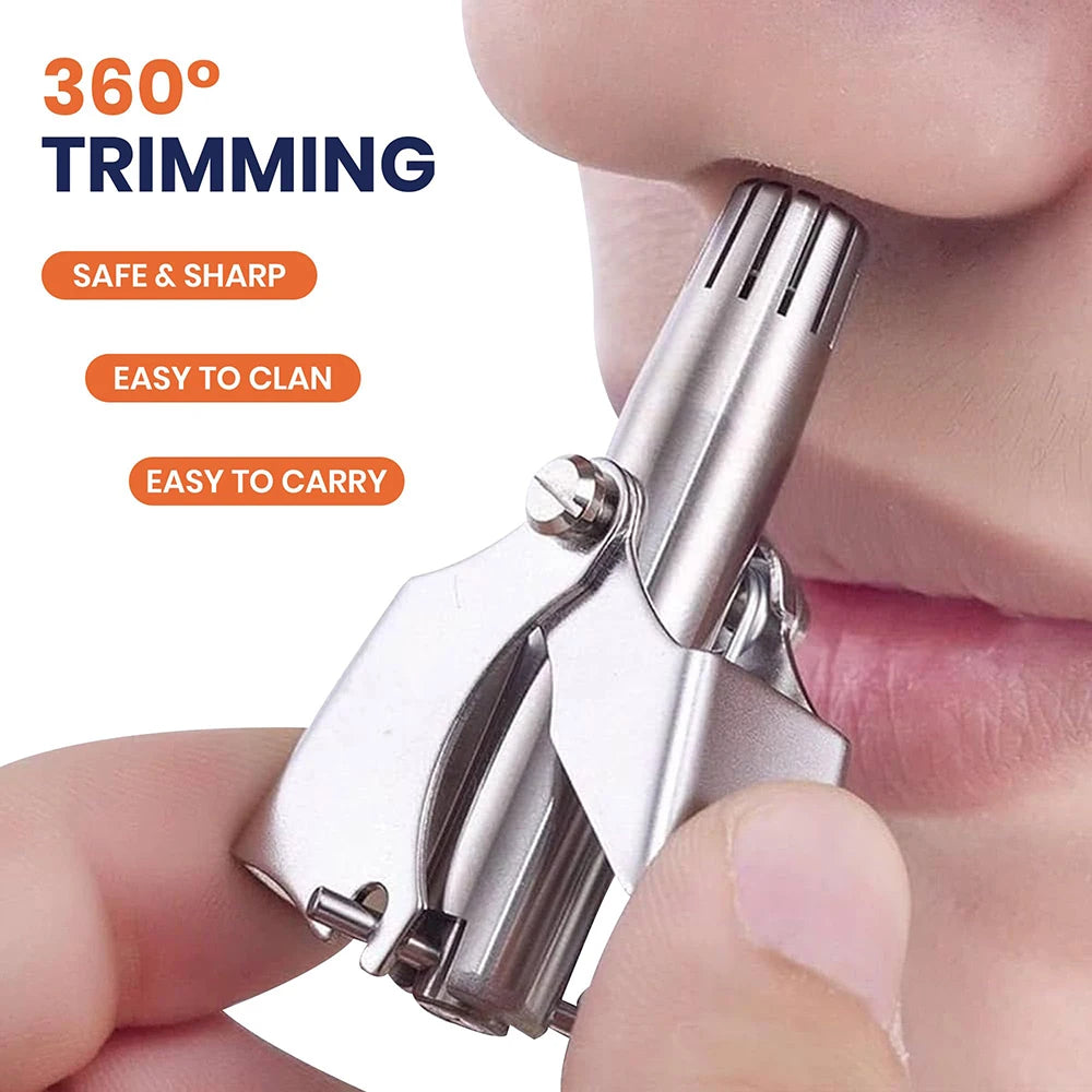Manual Nose & Ear Hair Trimmer – Painless Washable Stainless Steel