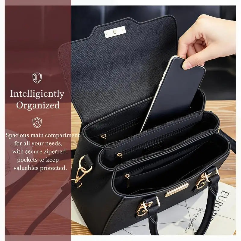 Women's PU Leather Tote Bag | Pom-Pom Crossbody Shoulder Handbag