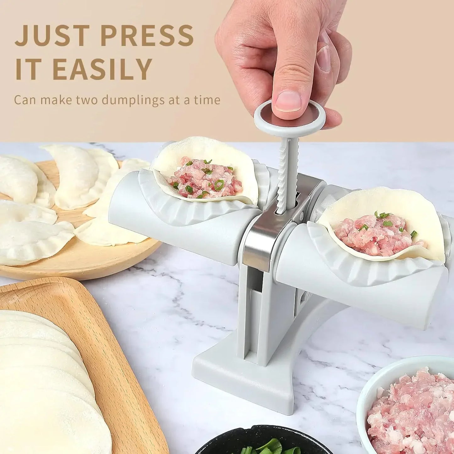 Automatic Dumpling Maker Mould Machine Household Press Double Head Wrapper Dumpling Pastry Making Empanadas Pierogi Kitchen Tool Peaceful Pleasures Health and Wellness