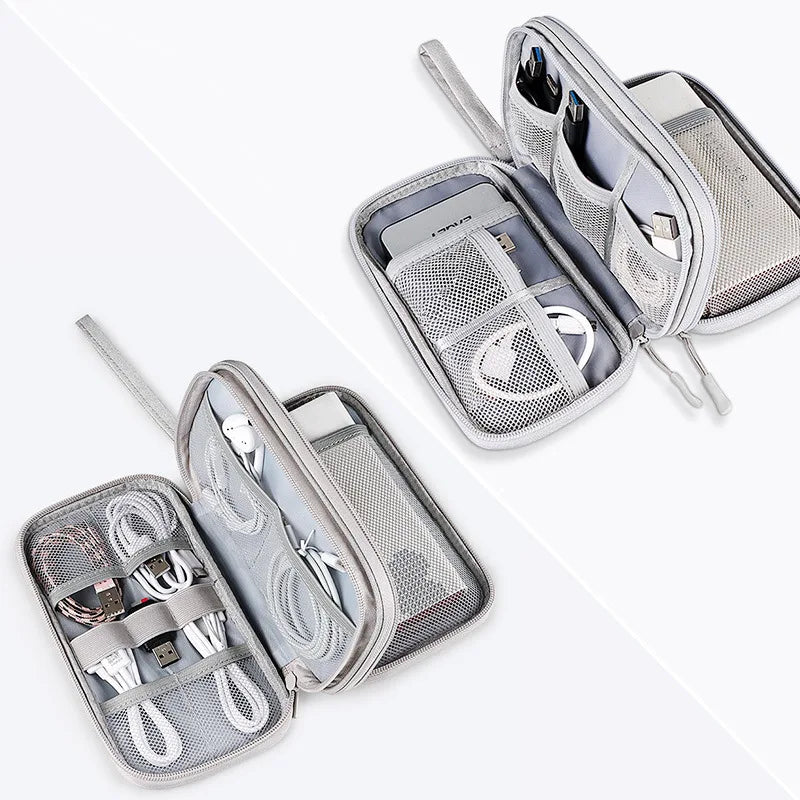 Grey Black Navy Travel Portable Digital Product Storage Bag USB Data
