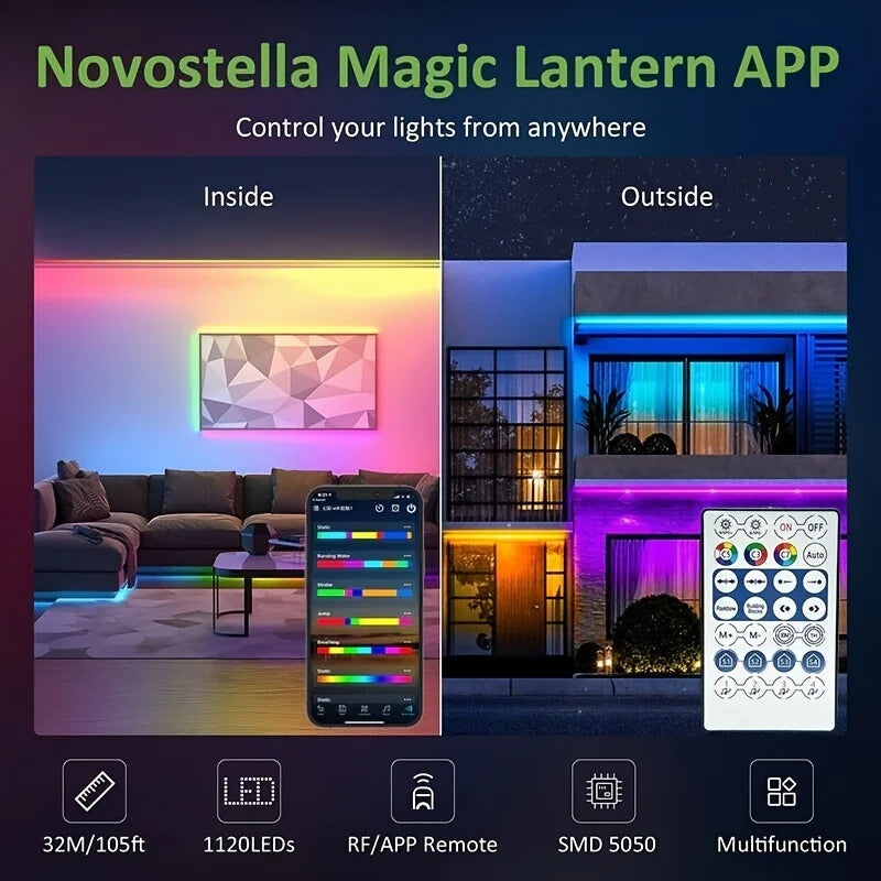 RGBIC LED Strip Lights | App & Remote Music Sync Color Changing